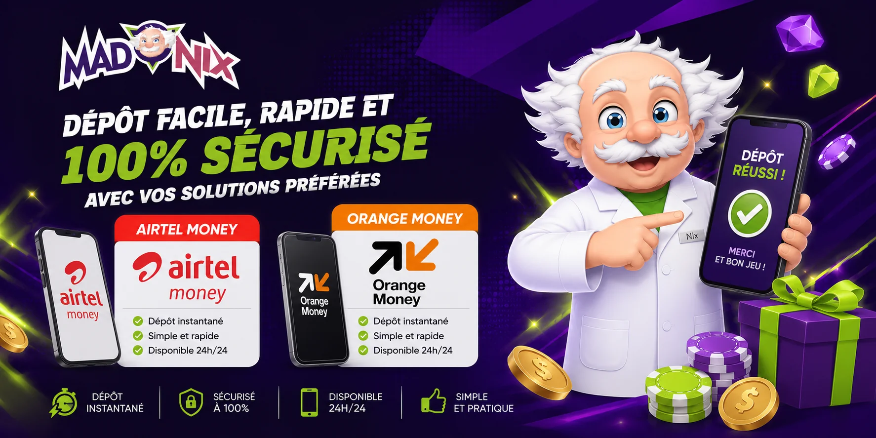 madnixrdc-3 Dépôts et retraits sur Madnix Casino